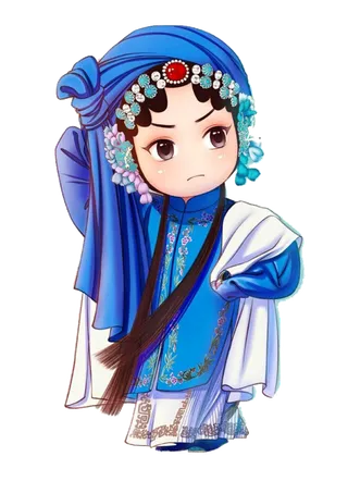 卡通京剧戏剧人物脸谱插画PNG图片 国潮中国风Q版戏剧人物PS素材