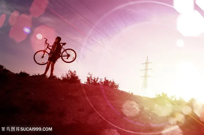 山地车骑行的男子高清图片