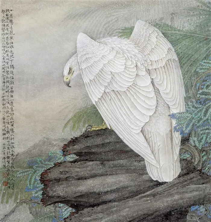 白鹰工笔艺术画