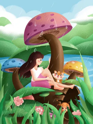 谷雨海报二十四节气插画