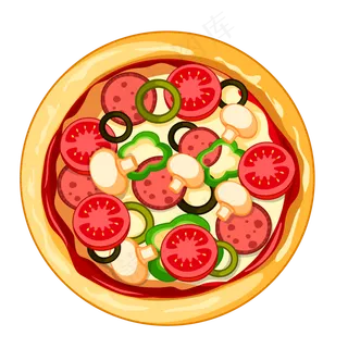 [美食元素]黄色圆弧披萨美食元素