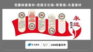 党建文化墙党建素材CDR预览图红色党在我心中跟党走