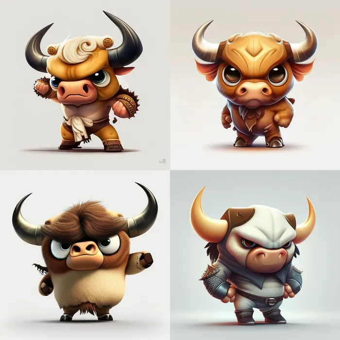 吉祥物，卡通3D牛