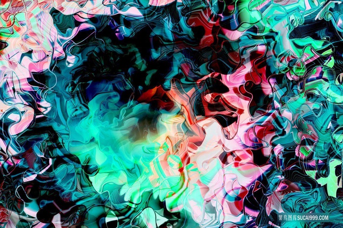 炫彩扭曲手绘笔触抽象背景