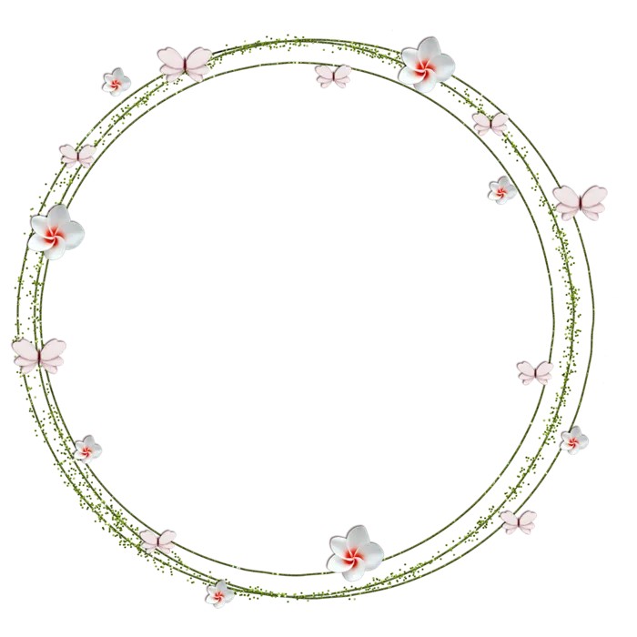 藤条圆环卡通简笔花朵
