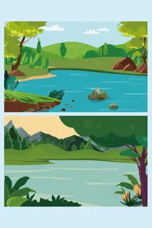 AI矢量山水风景插画