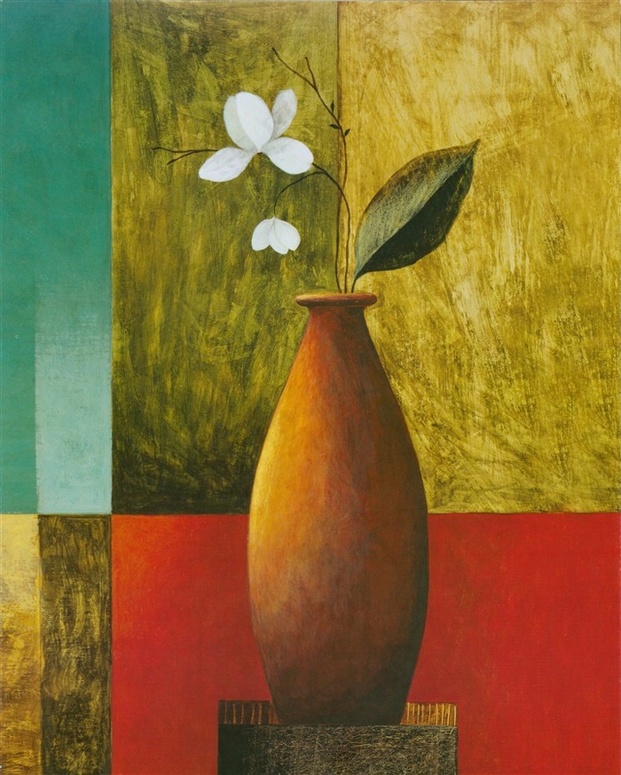 油画花瓶花朵油画素材