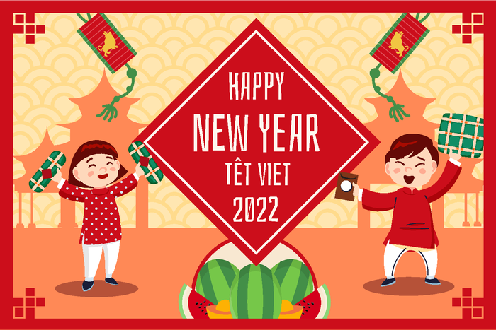 新年虎年中国风人物插画