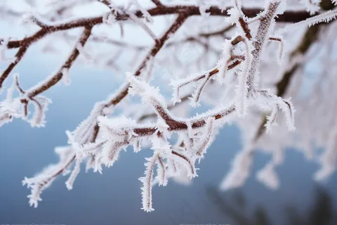 树枝上挂满白霜雾凇清冷感摄影图