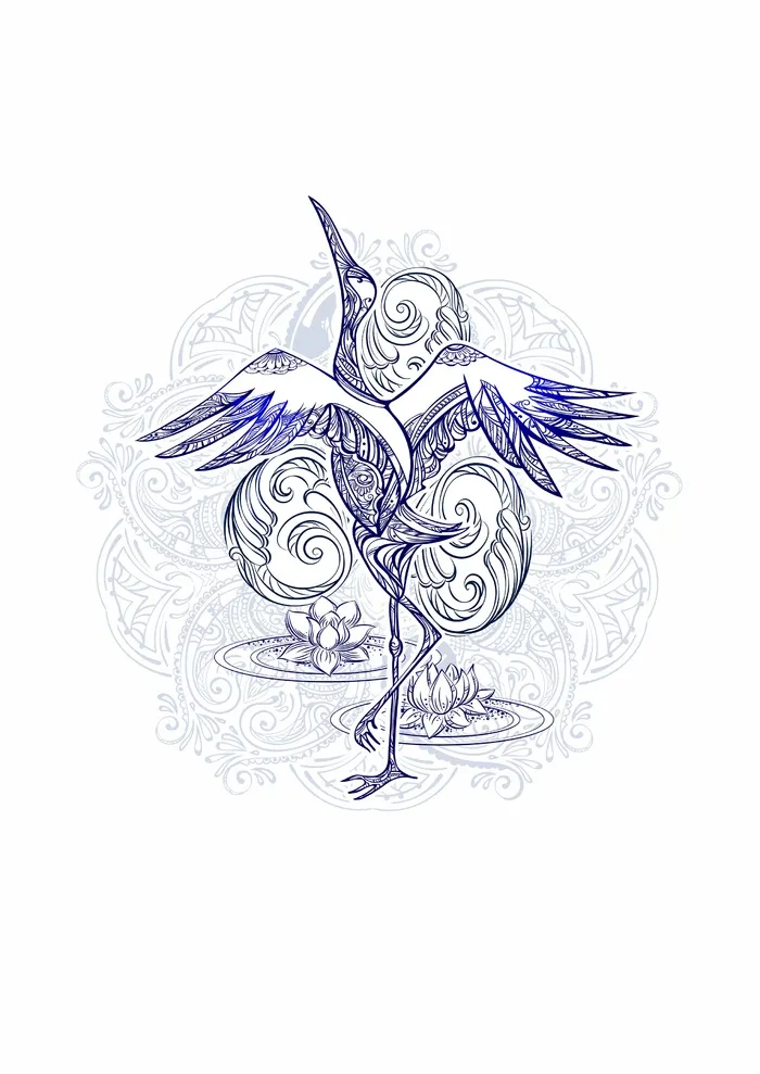 国风手绘 丹顶鹤 仙鹤 莲花台cdr矢量模版下载