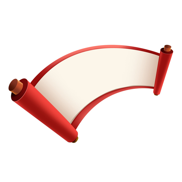 复古中国风卷轴元素手绘画轴文本标题框PSDAI素材模板png免扣图