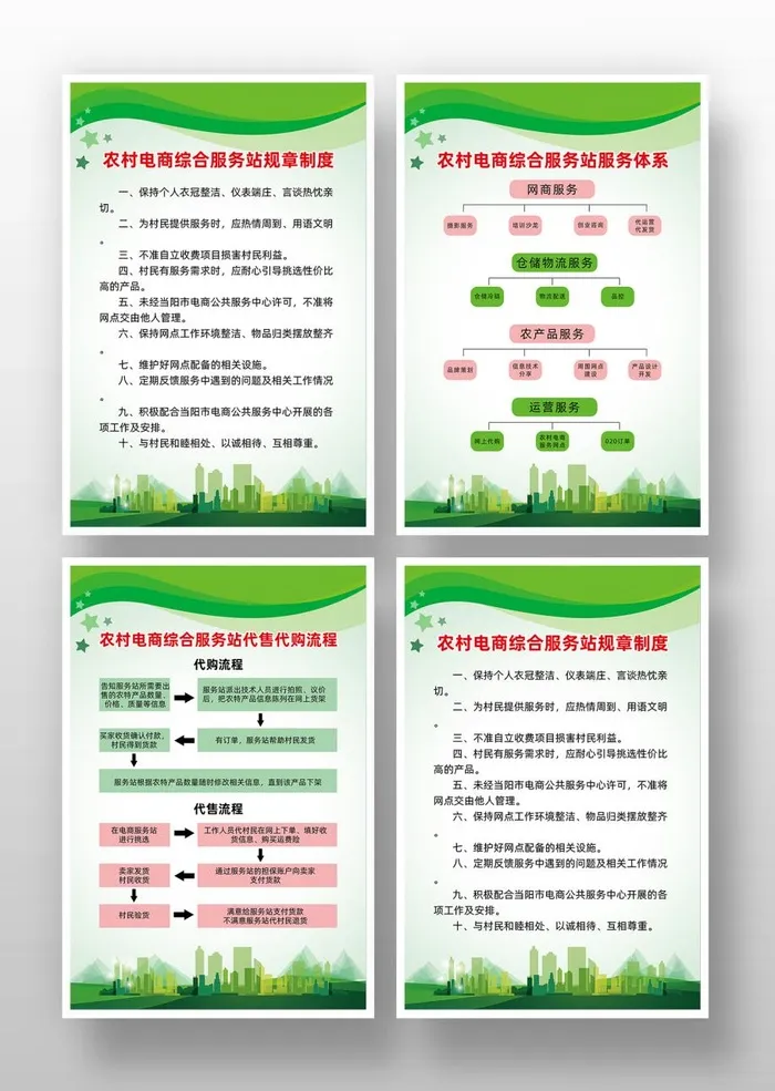 农村电商综合服务站规章制度psd模版下载