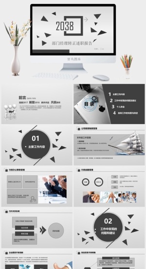 经理述职报告汇报总结PPT模板预览图