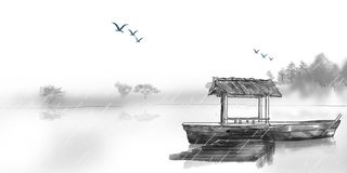 中国复古国风国潮清明节青团插画海报背景春季踏青春游psd素材图