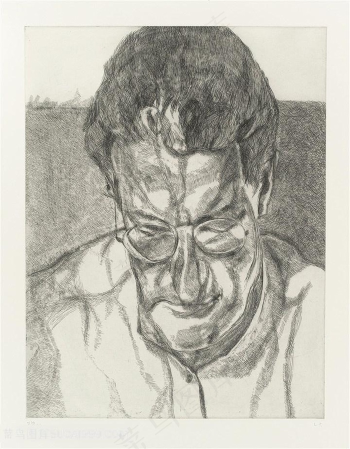 弗洛伊德手绘素面眼镜男装饰画