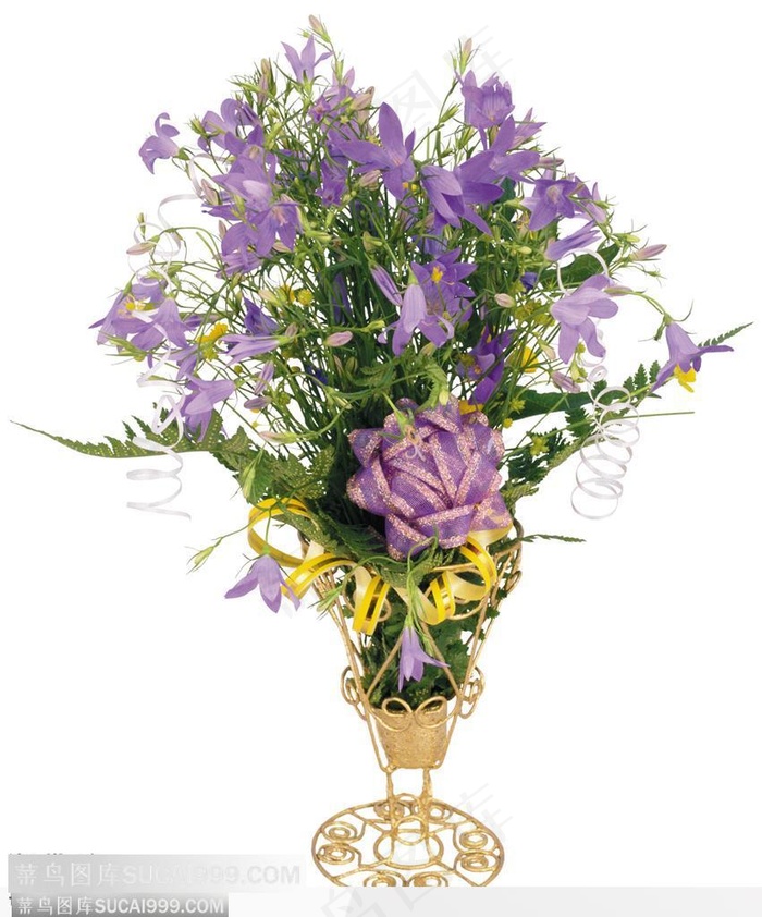 花艺花束-花篮中的紫色花束