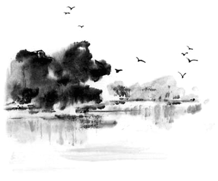 水墨飞鸟古典元素传统