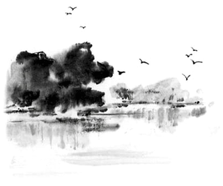 水墨飞鸟古典元素传统