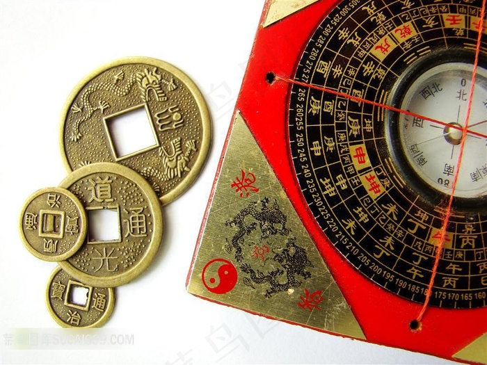中国传统罗盘铜钱图片