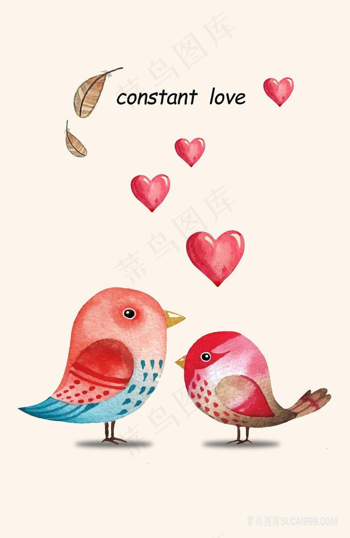 爱心鸟时尚插画