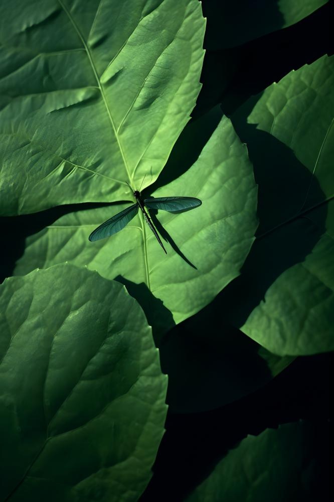 荷叶蜻蜓倒影背景