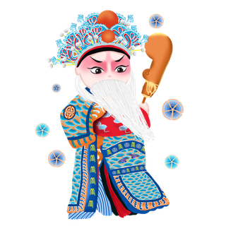 卡通京剧戏剧人物脸谱插画PNG图片 国潮中国风Q版戏剧人物PS素材