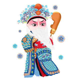 卡通京剧戏剧人物脸谱插画PNG图片 国潮中国风Q版戏剧人物PS素材