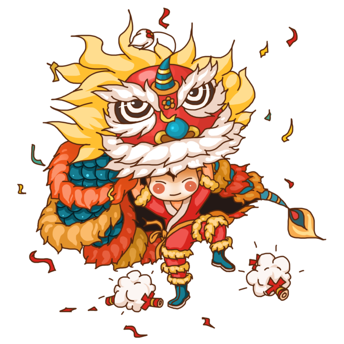 国潮醒狮中国风AI矢量卫衣T恤烫画印花手机壳图案PNG高清免抠素材