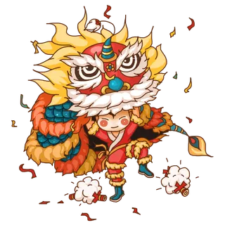 国潮醒狮中国风AI矢量卫衣T恤烫画印花手机壳图案PNG高清免抠素材