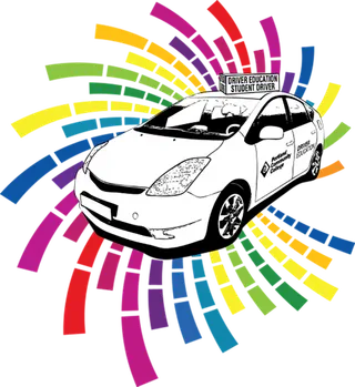 车辆炫彩线条画卡通