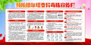 红色校园防疫德尔塔病毒医疗展板