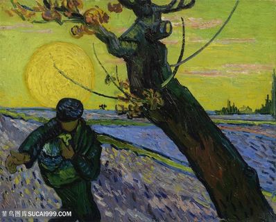 梵高站在树下的男人油画图片