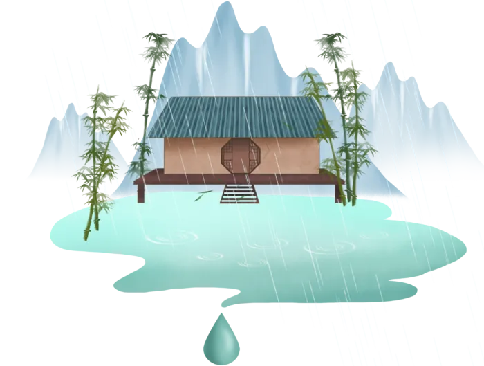 谷雨清明下雨中国风山水元素