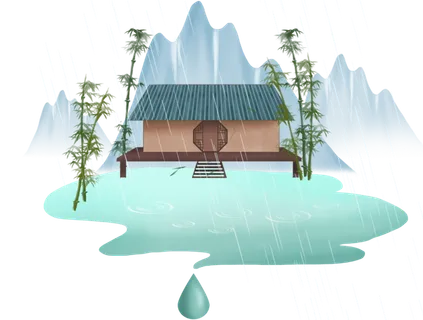 谷雨清明下雨中国风山水元素