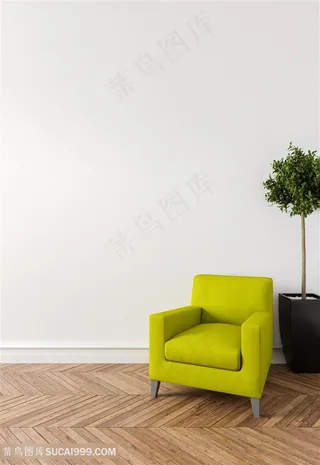 软装沙发与盆栽高清图片