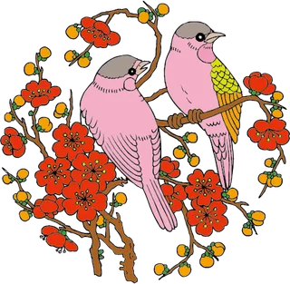 中国吉祥图免扣元素矢量图红梅喜鹊