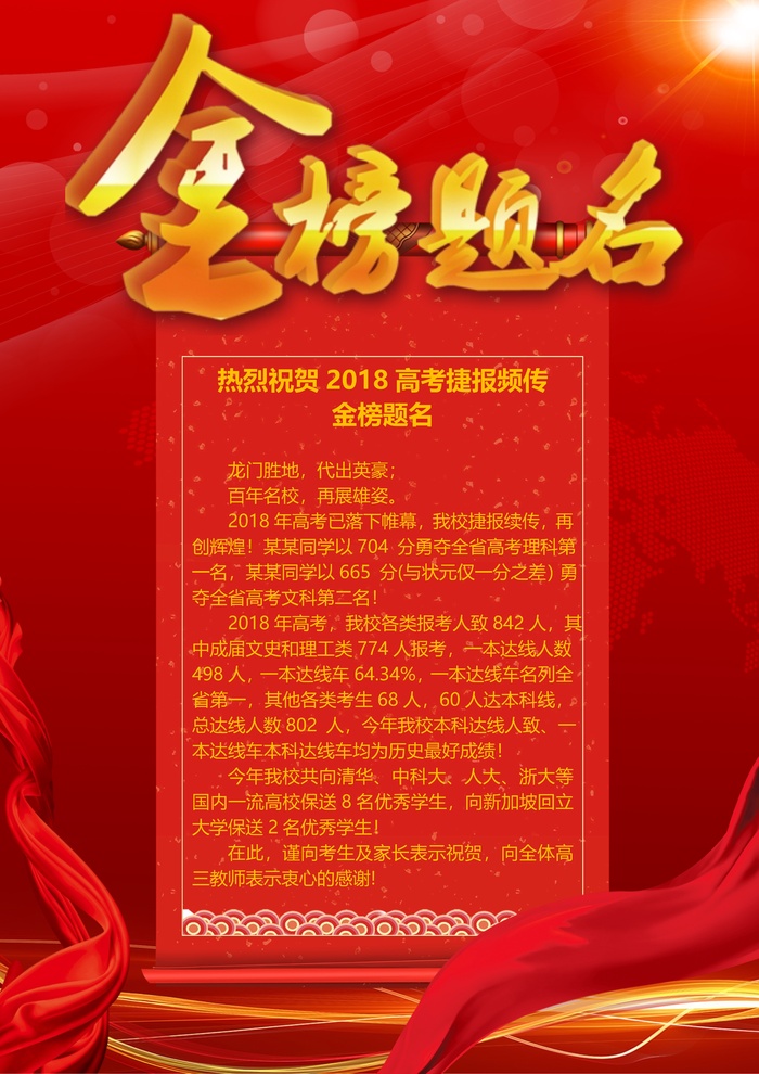 喜报战报海报贺喜金榜题名