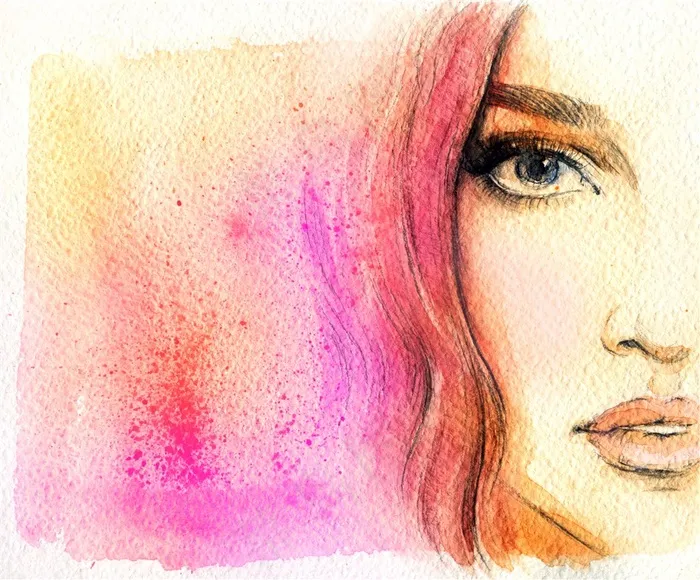 漂亮的水彩美女绘画