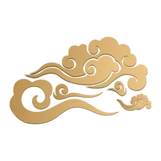 大气中国风祥云国潮风金边立体云朵剪纸创意装饰元素PNG免抠素材