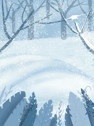 唯美小清新雪花冬天背景素材