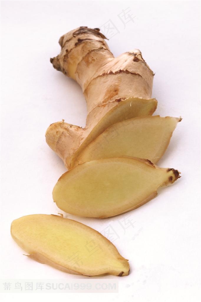 切开的生姜新鲜蔬果