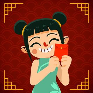 新年虎年中国风人物插画