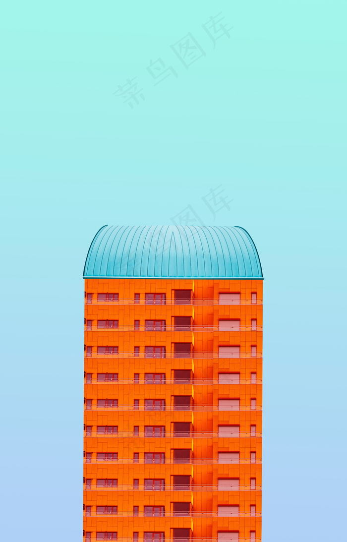 橙色高楼大厦建筑外观图片