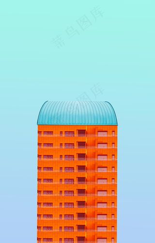 橙色高楼大厦建筑外观图片