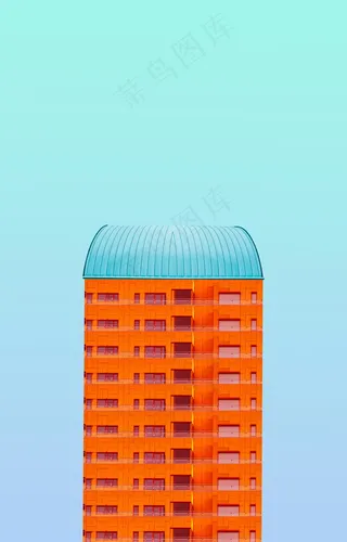 橙色高楼大厦建筑外观图片