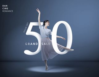 美女跳舞销售蓝色海报