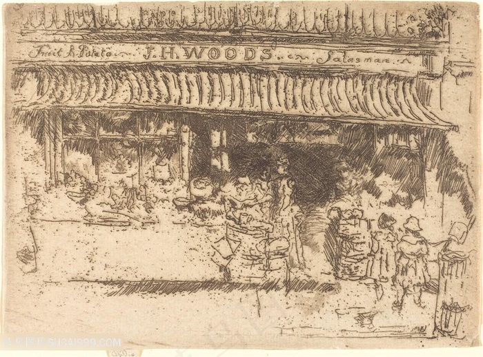 惠斯勒素描店铺装饰画