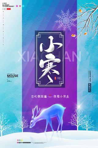 中国传统小寒祝福24二十四节气节日宣传活动海报