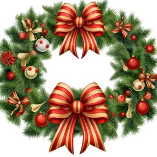 圣诞花环圣诞装饰元素插画免抠