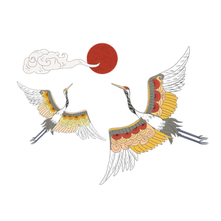 中国风古典中式国潮风手绘飞鹤图案仙鹤装饰素材PNG免抠插画元素